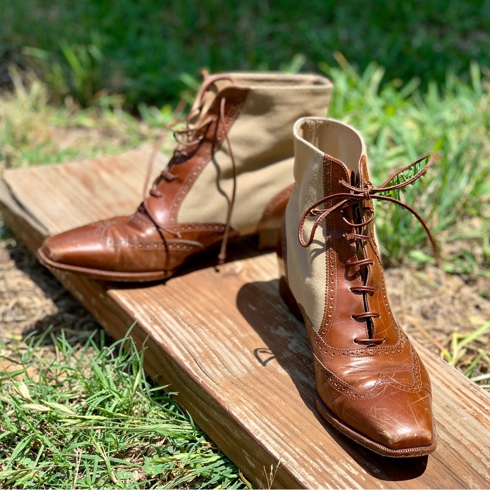 Vintage Salvatore Ferragamo two toned leather boots
